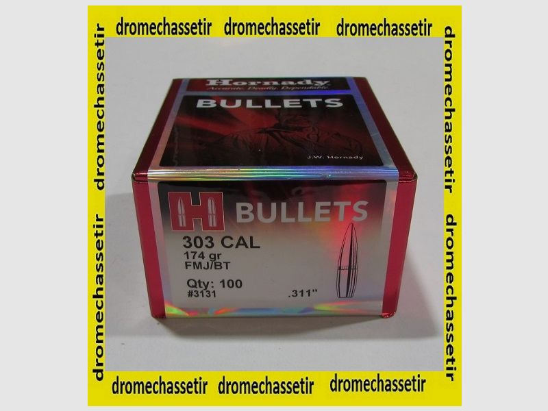 Box 100 Geschosse Hornady Kal. 303 (0.310) FMJBT 174 Grain ref 3131, Bild 2 von 2