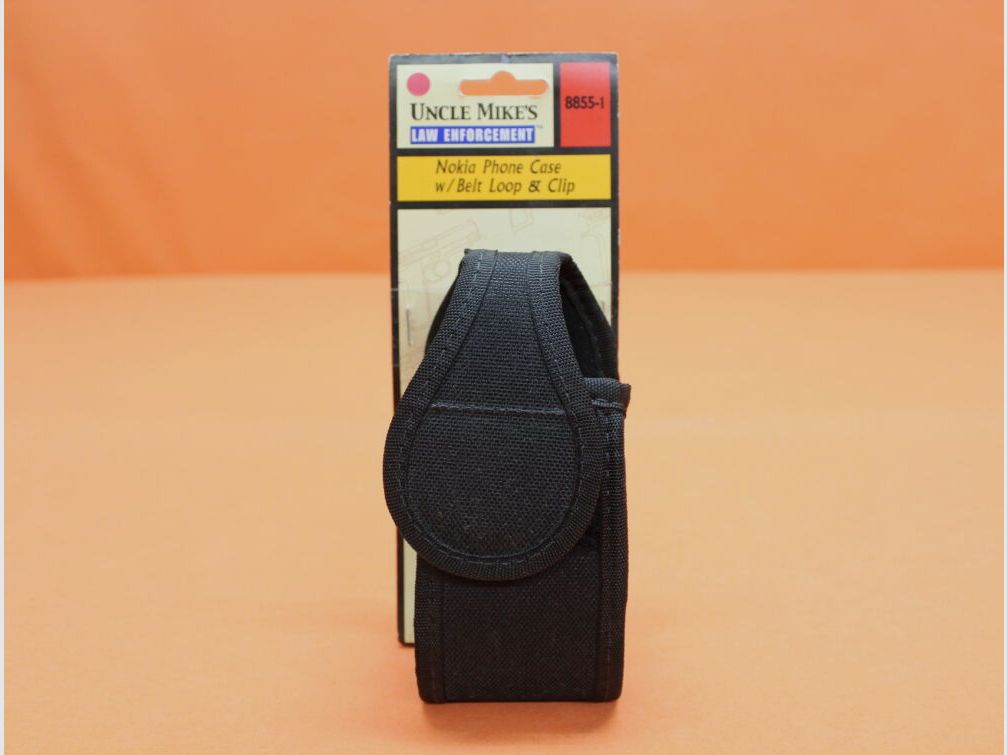 Funda para teléfono Nokia de Uncle Mike (8855-1): Cordura negra / bolsa para móvil con acolchado interior / lazo para cinturón