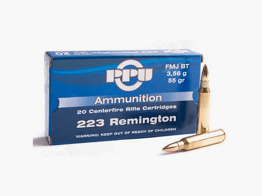 PPU .223 Remington 3,56g – 55gr – FMJ palla intera SP 20pz