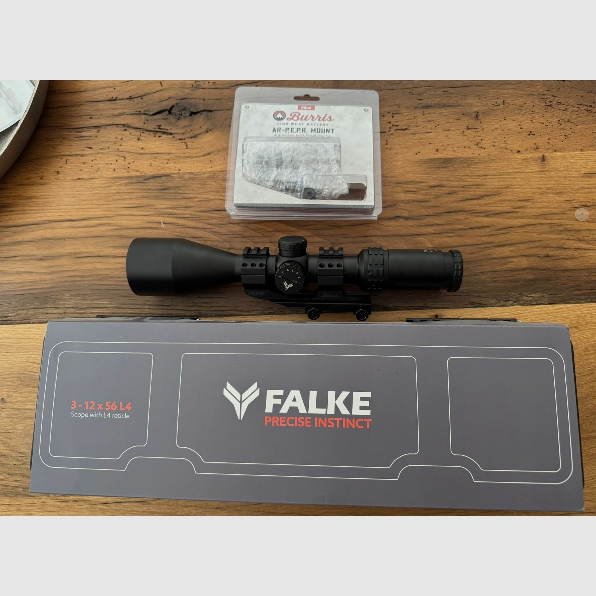 Falke 3 - 12 x 56 L4 richtkijker inclusief Burris P.E.P.R blokmontage