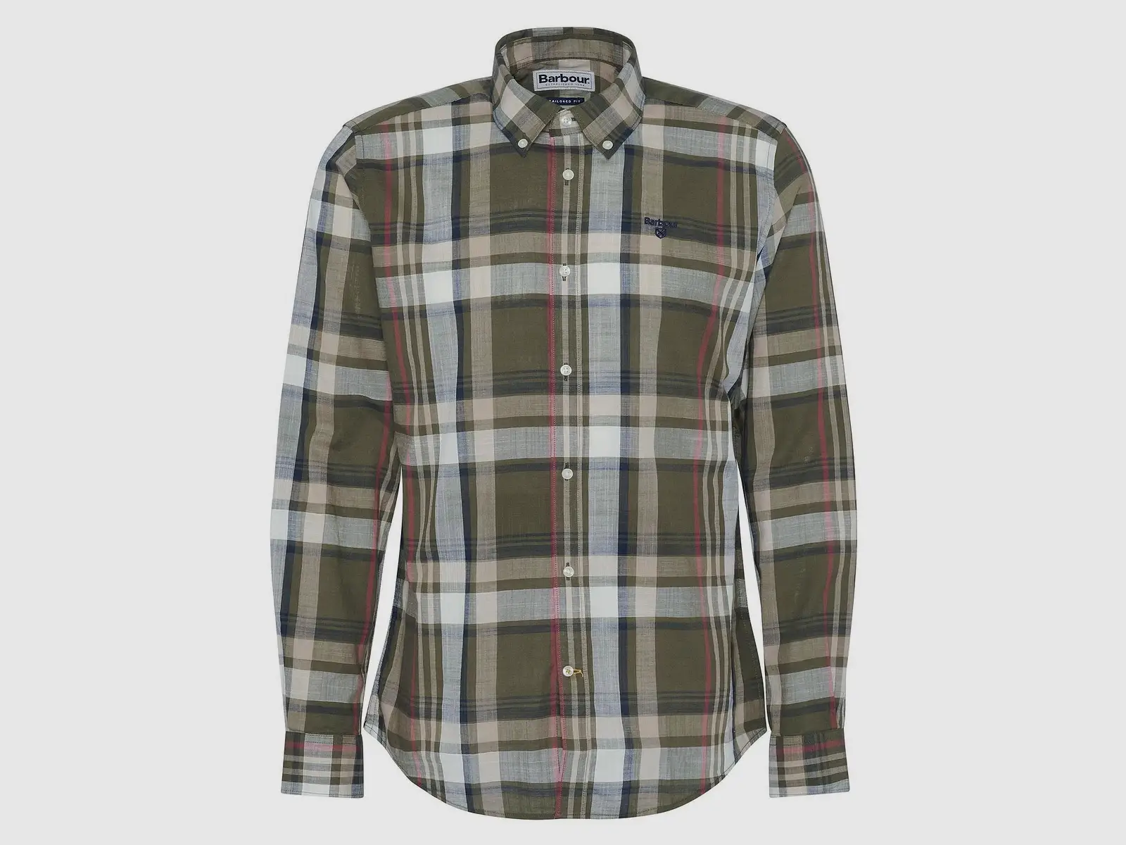 Barbour Kidd Tailored Shirt, verde oliva scuro, immagine 3 di 6