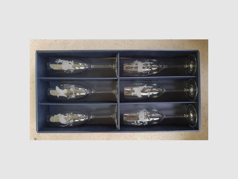 Sektglser 175ml "Hubertus" 6 er Set mit verschiedenen Tiermotiven