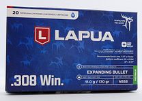 Lapua .308 Win. Naturalis 11,0 g/170 gr. Cartouches de fusil sans plomb