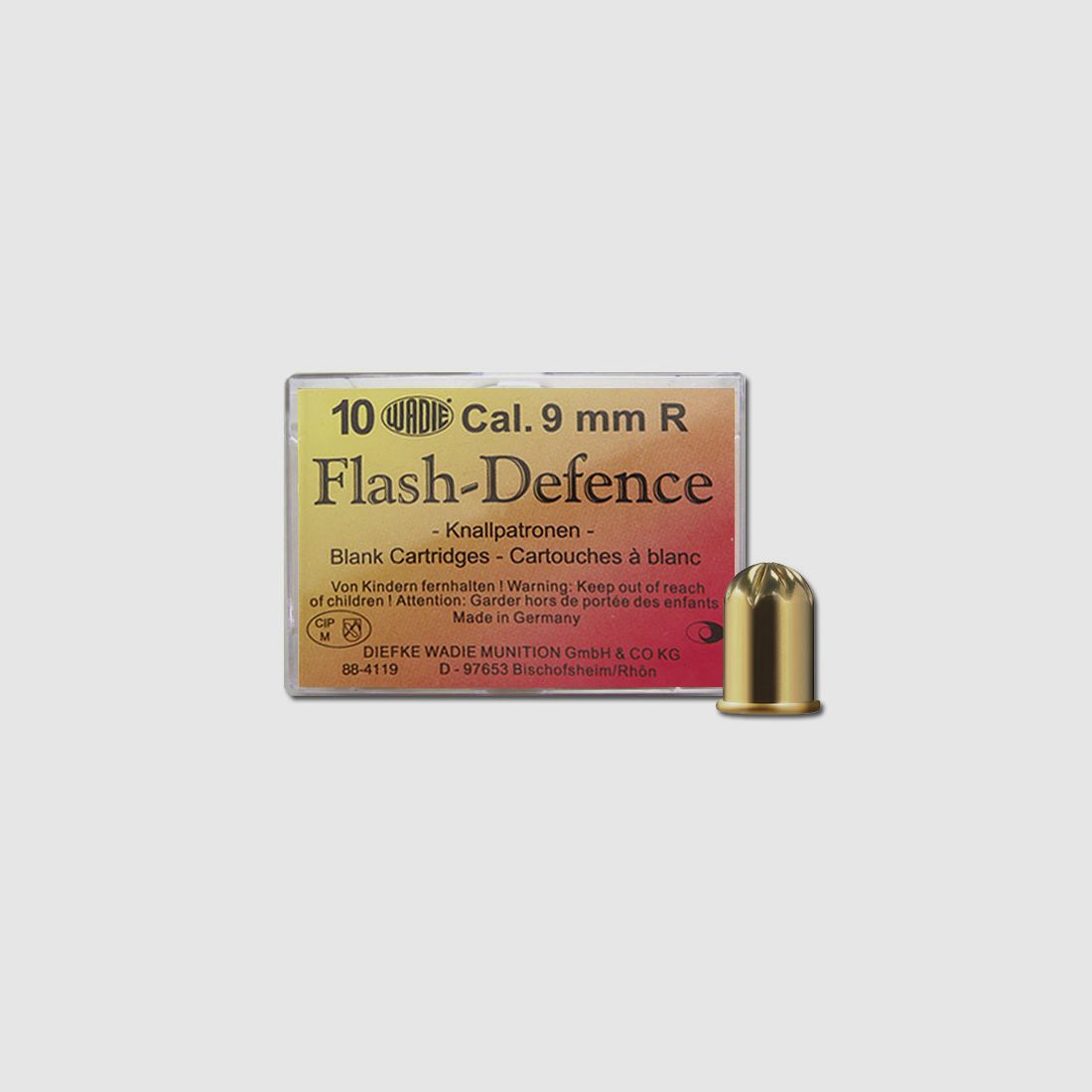 Platzpatronen Wadie Flash Defence Nitro Kaliber 9 mm R.K. fĂĽr Revolver starker MĂĽndungsblitz 10 StĂĽck (P18)
