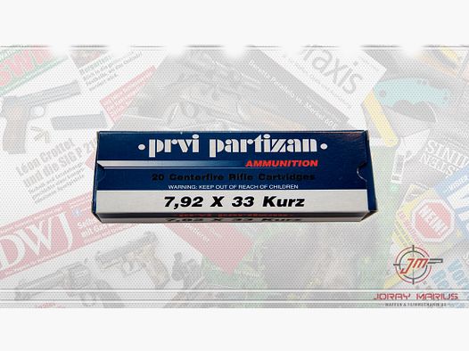 7.92×33 Kurz PRVI Partizan 9g 139gr FMJ BT