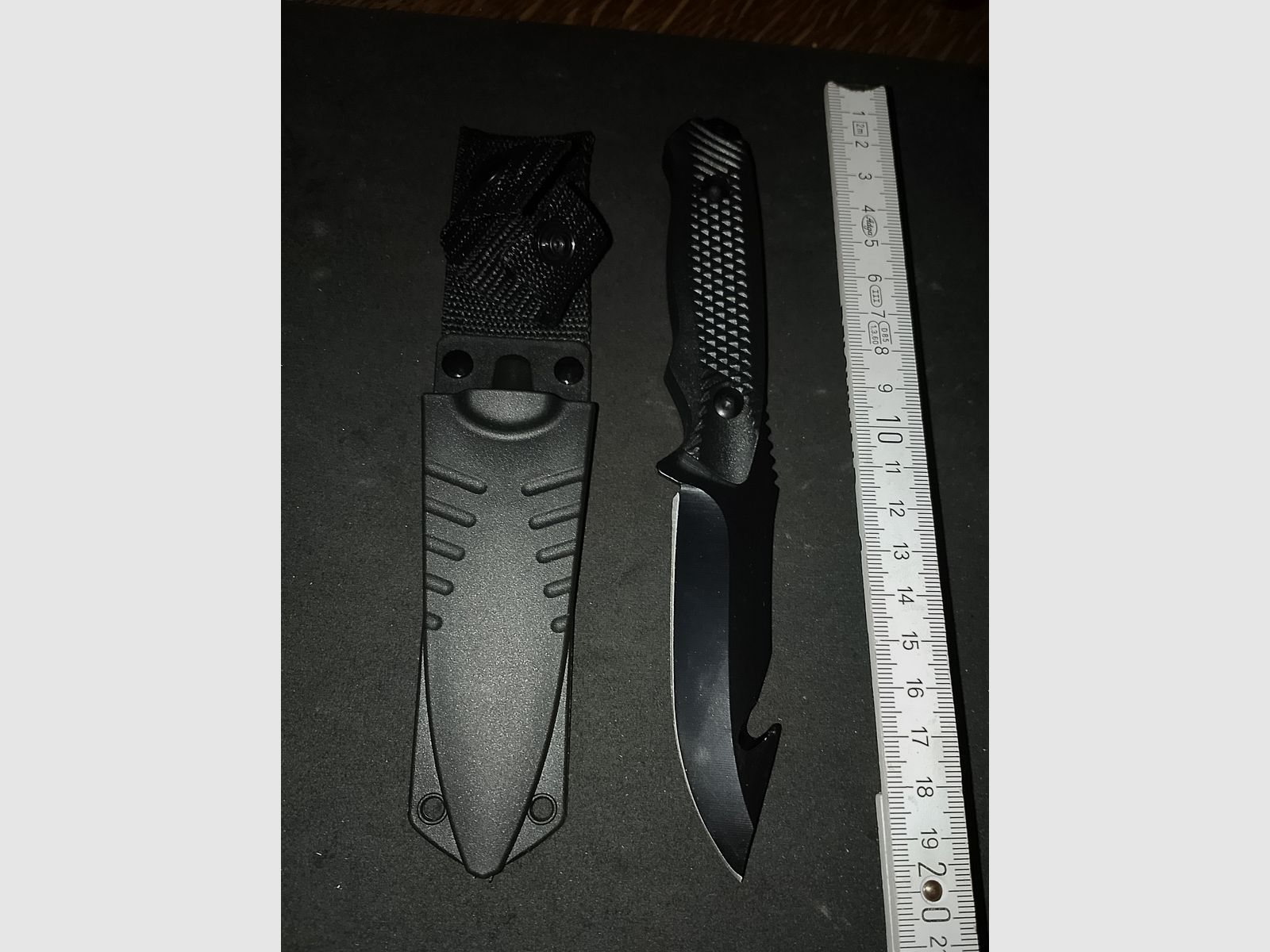 Diving knife angler knife outdoor knife black with sheath new