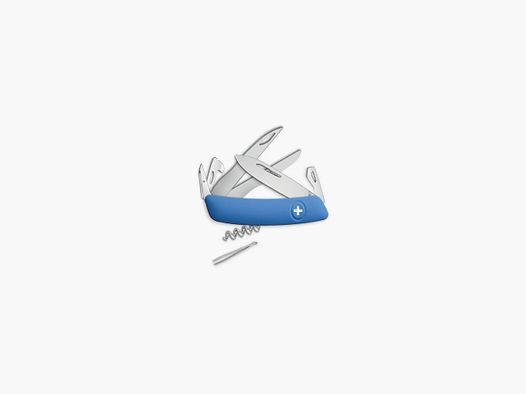 Zwitserse zakmes Swiza D07 Scharen, blauw 7,5 cm
