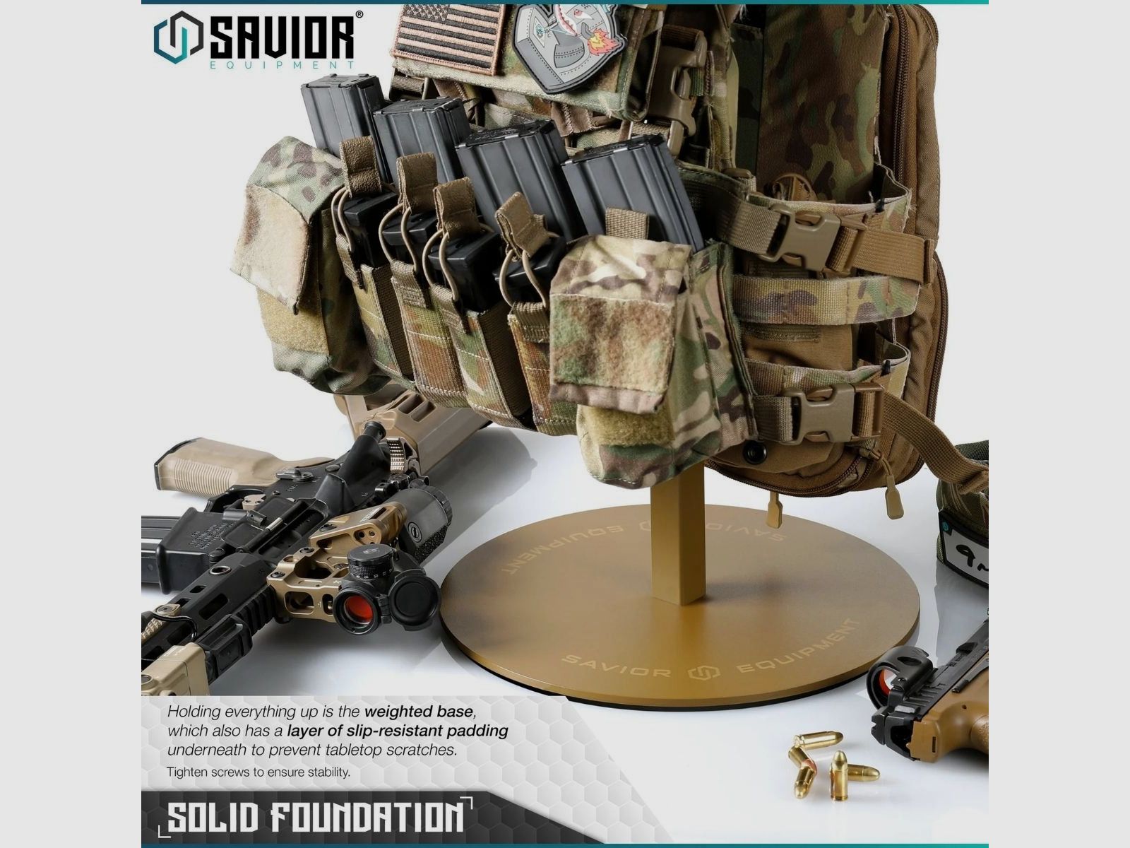 Savior – Taktischer Tischständer – H.P.C. Rack Tabletop Gear Stand – Tan (RAL 8000) – RK-ST-HPC-TN, Bild 5 von 6