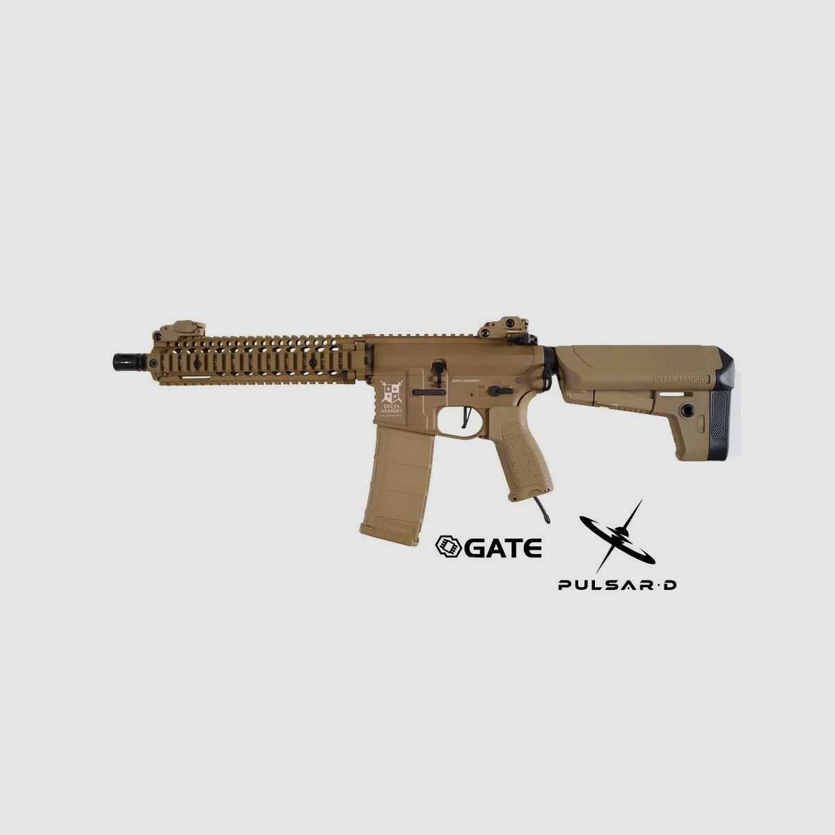 AR15 MK18 ALPHA Vollmetall TAN HPA Airsoft Gewehr Frei ab 18 Jahren | Delta Armory