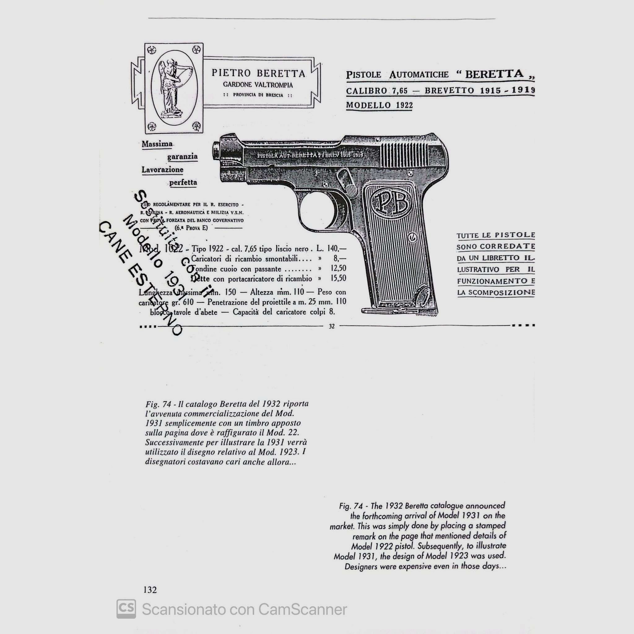 Pistole Beretta 1922 „1. Modell“ Kaliber 7.65, Bild 3 von 3
