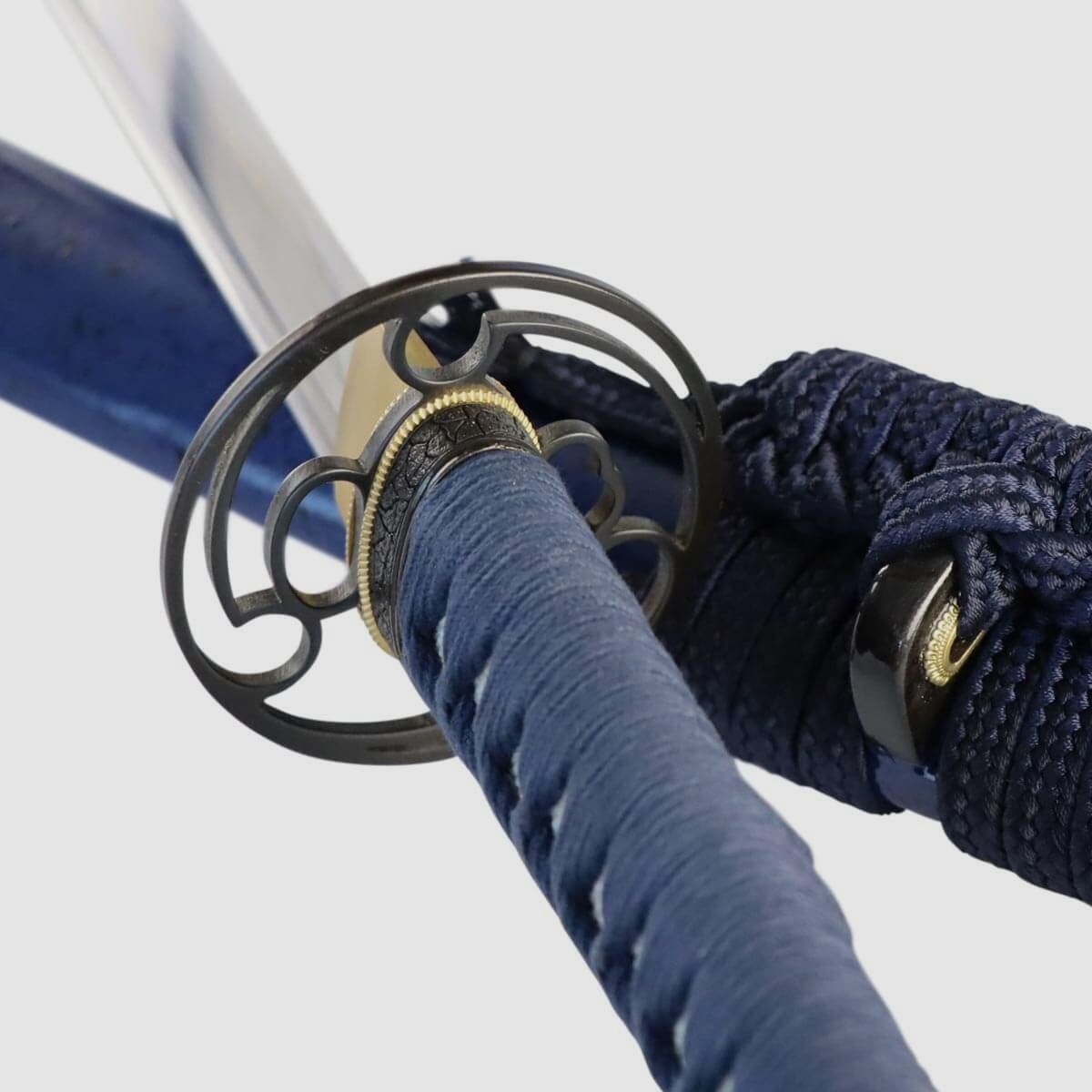 Katana blau mit scharfer Klinge aus 9260 Federstahl Saya mit Ishime Lackierung