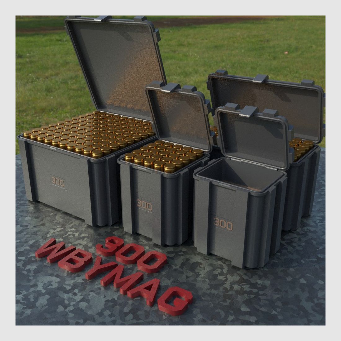 Filamelt Munitionsbox / Ammo Box .300 Wby. Magnum – Patronenbox ‘Klappdeckel’ – 20 / 25 / 50 / 100 Runden