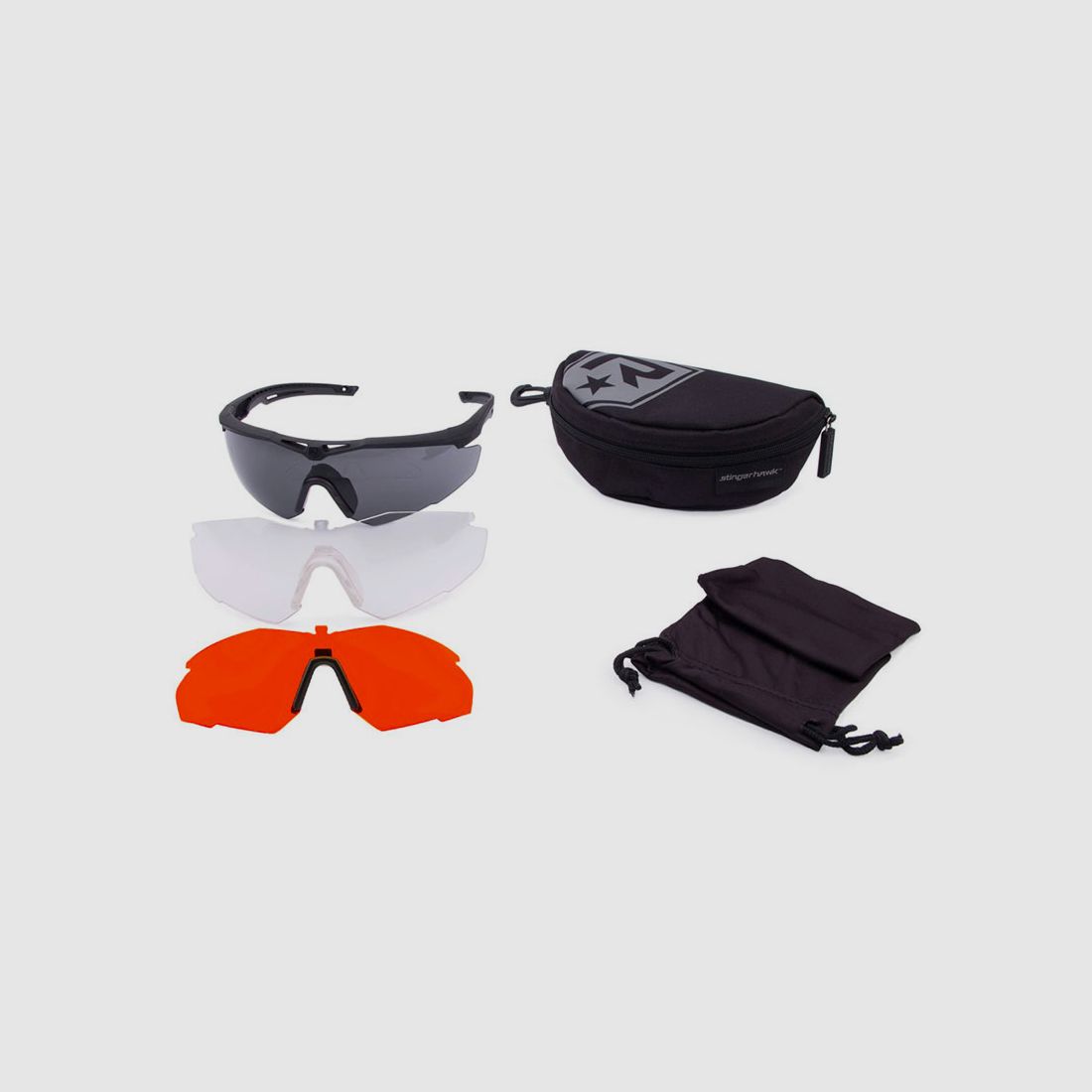 REVISION – MILITARY OKULARY STRZELECKIE MODEL STINGERHAWK ROZMIAR REGULAR KOLOR CZARNY Z TRZEMA SOCZEWKAMI (PRZEZROCZYSTE, DYMNE, WERMILION RTL
