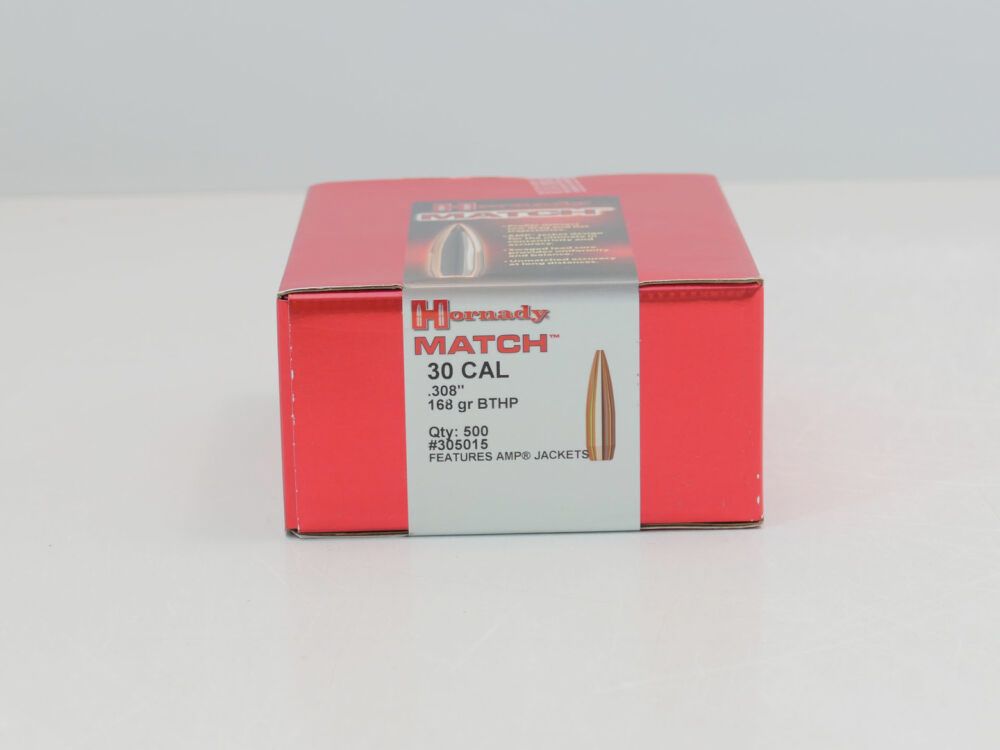 Hornady HORNADY 305015 MATCH BULLETS .30/.308 168GR BTHP 500/1000