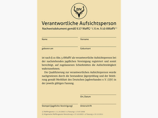 Nachweis für Schießstand-Aufsichten
