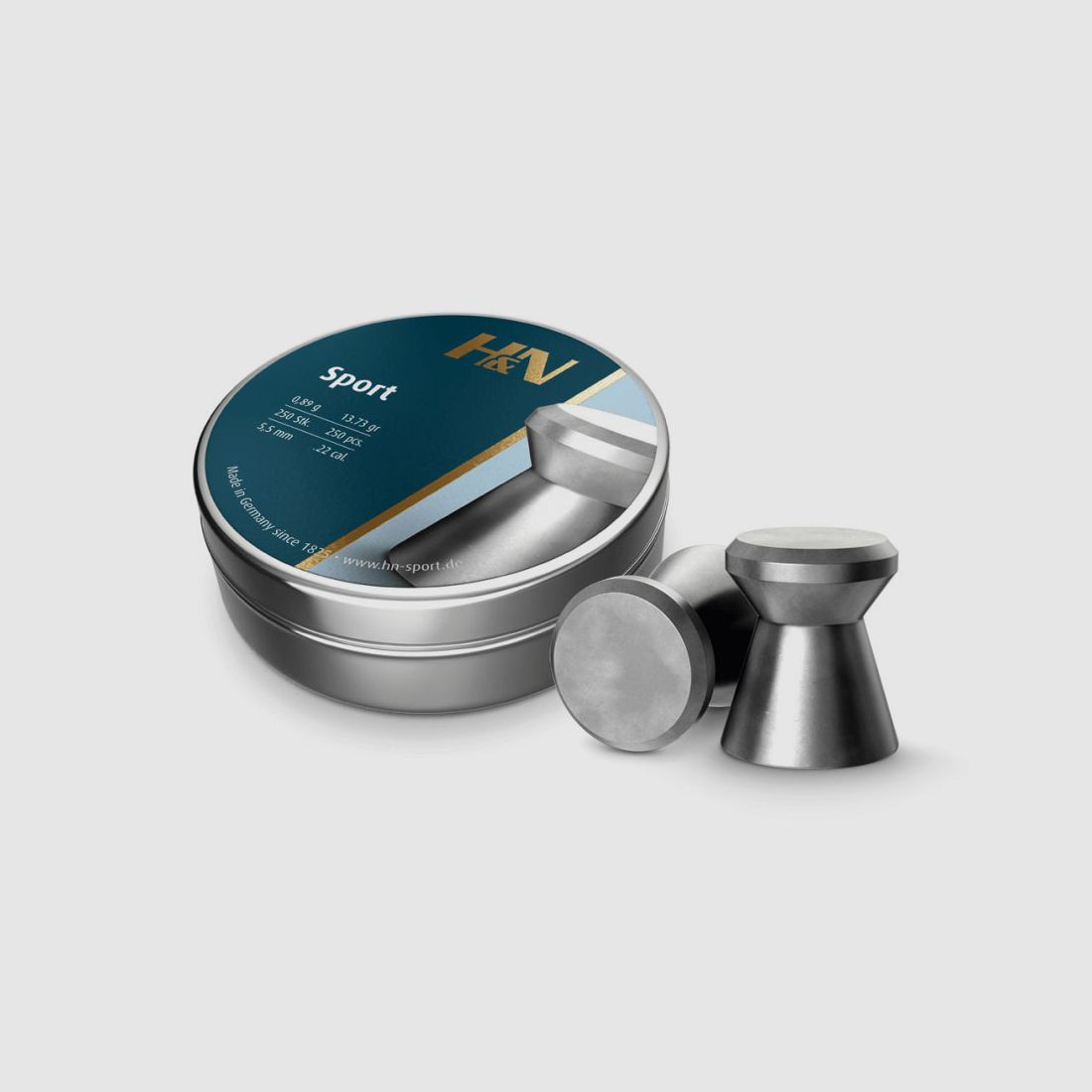 H&N Sport Diabolo, Flachkopf, glatt, 0,89 g, Kaliber 5,5 mm, 250 StĂĽck