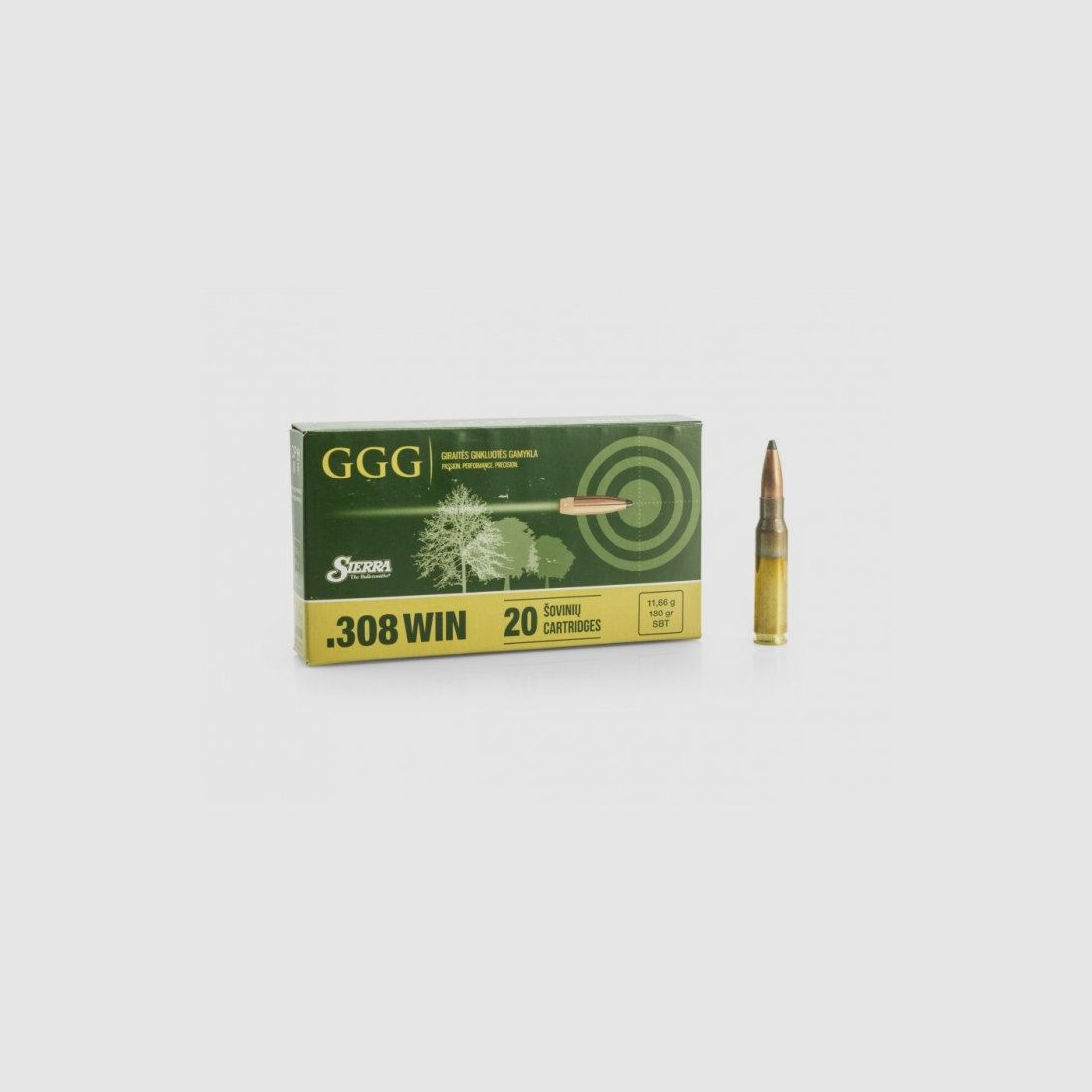 Munitions GGG .308 Win 180gr/11,66g Sierra SBT, image 1 sur 2