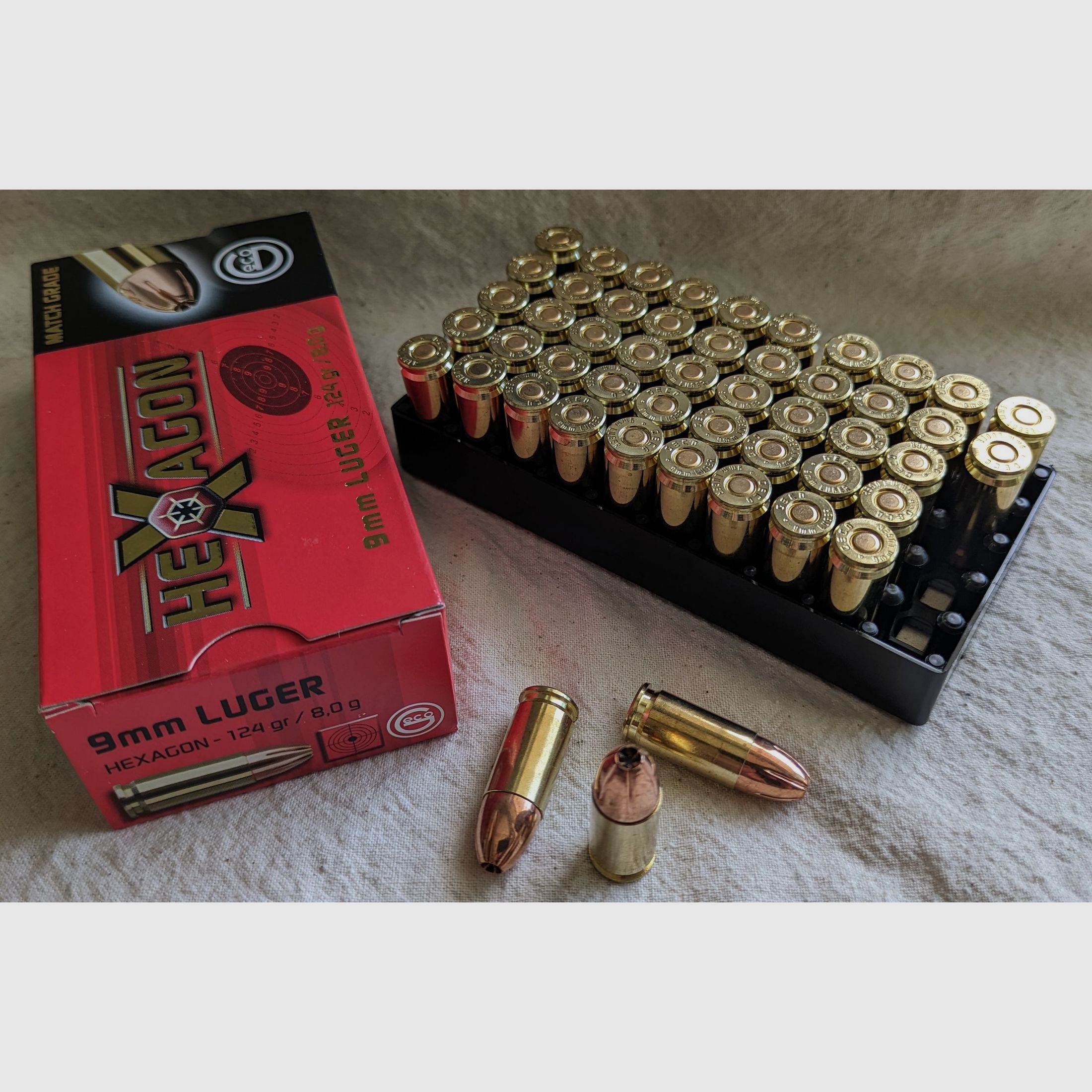 GECO HEXAGON 9mm Luger 124gr / 8,0g °°°°°°°°°°°°°°°°°