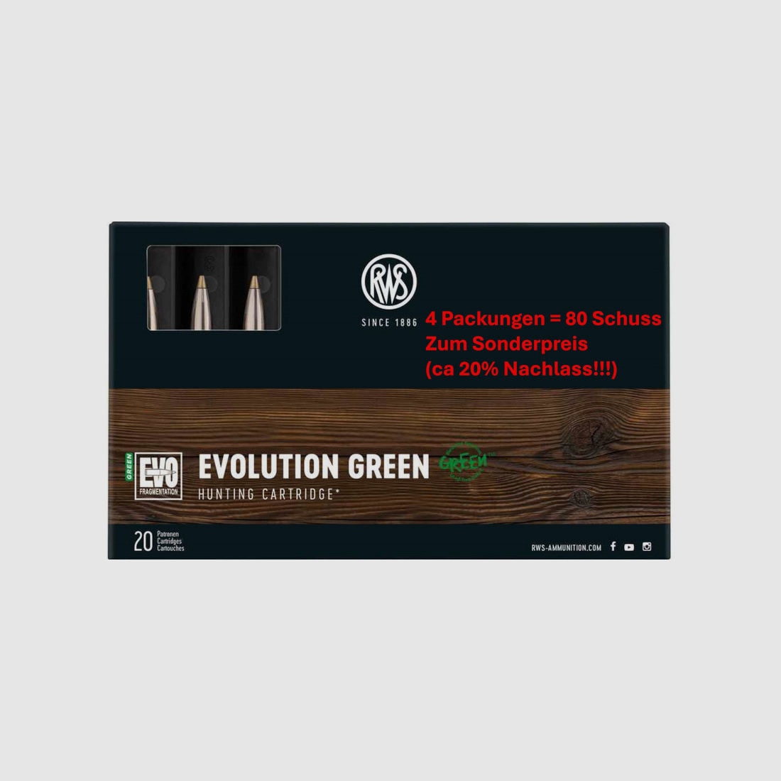 6,5x55 RWS Evolution Green 6,0g / 93gr - 60 Schuss