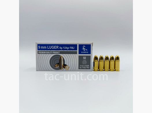 STV 9mm Luger FMJ 124grs 8,0G 1000 patronen