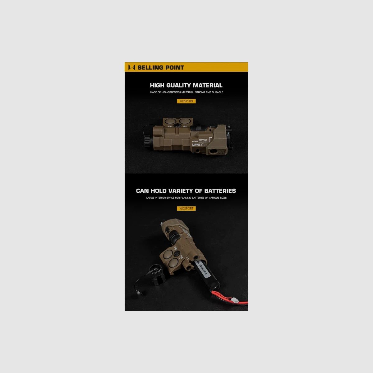 Airsoft MAWL-C1 Dummy Laser Design Bateria Box do 20mm RIS Rails | WoSport