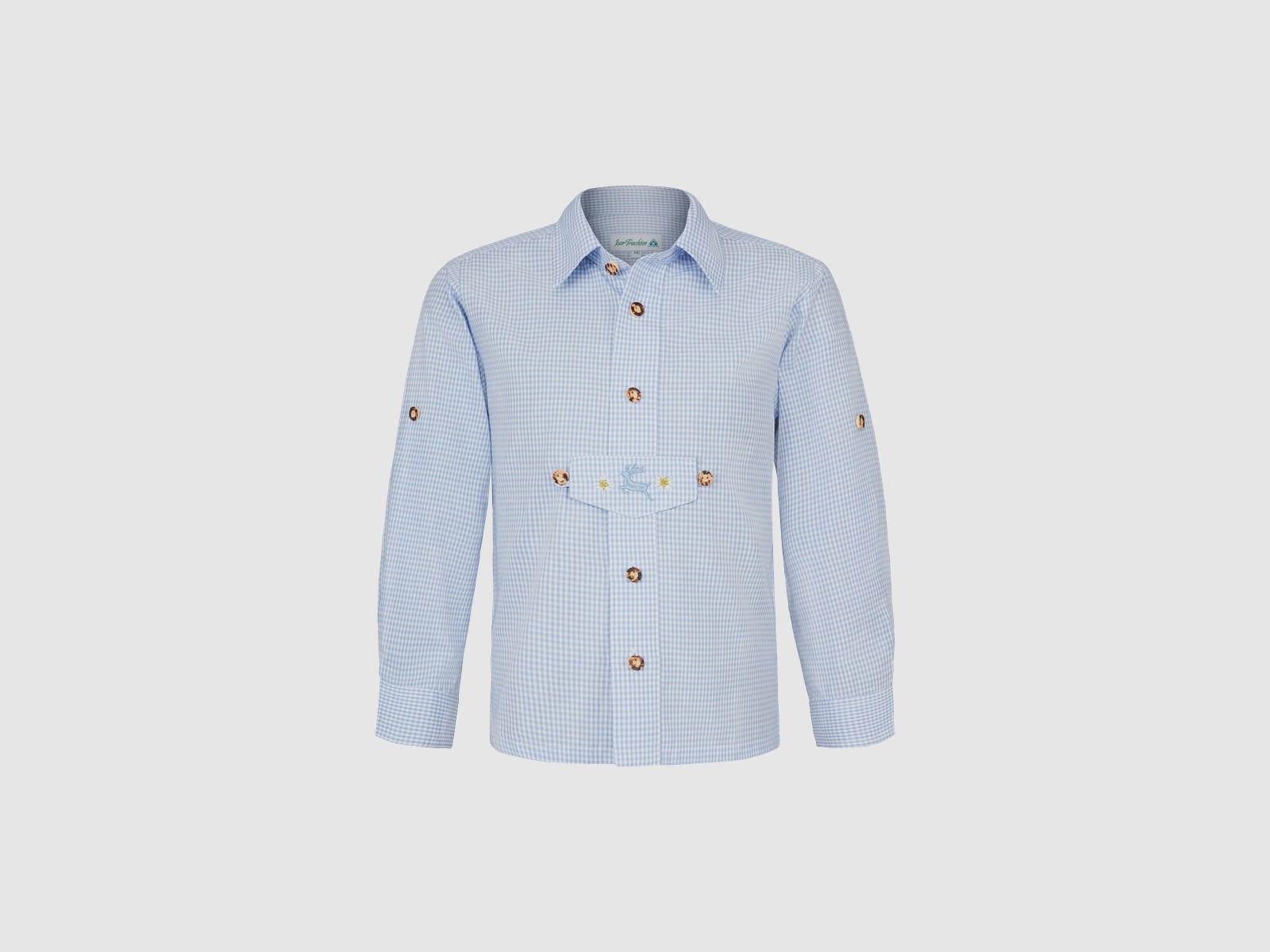 Chemise Enfant Carreaux Cerf en Bleu Clair