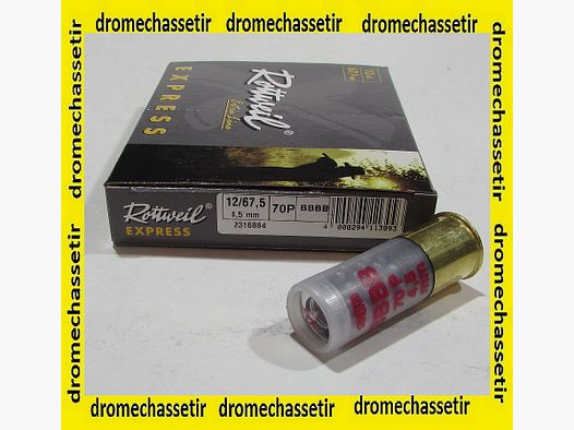boite 10 cartouches rottweil chevrotine 70 grains cal 12/67.5