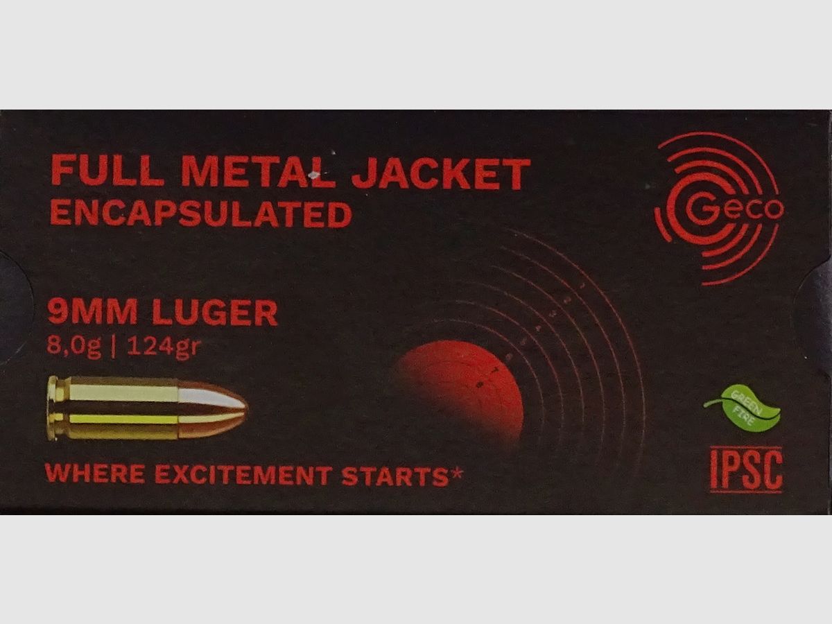 Geco 9mm Luger FMJ SX 124grs - 50 Schuss