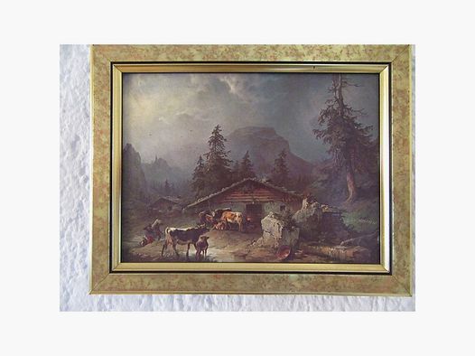 1850 F Gauermann Seeauer Alpen Gemälde Kunstdruck