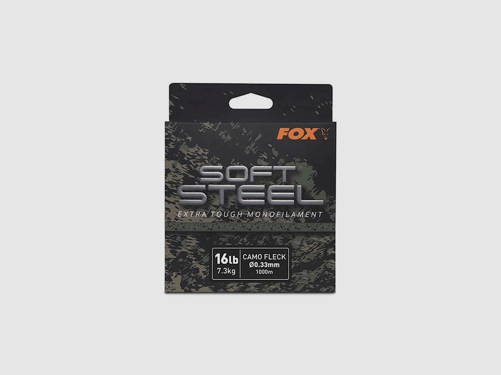 FOX – SOFT STEEL EXTRA TOUGH MONOFILAMENT 16lb 7.3kg CAMO FLECK Ø0.33mm 1000m, image 1 of 5