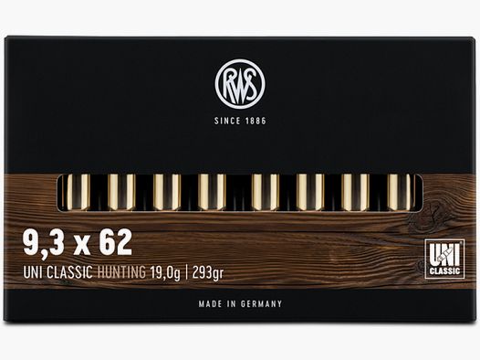 RWS UNI CLASSIC 9,3x62 MM - 255GRS. - 19G / 293GRS. - 20 SCHUSS-