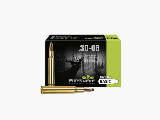 Gewehrpatrone mit BASIC / SOFT-POINT -Geschoss – .30-06 Spring., Orig. BRENNEKE Basic 12,0 g VE20