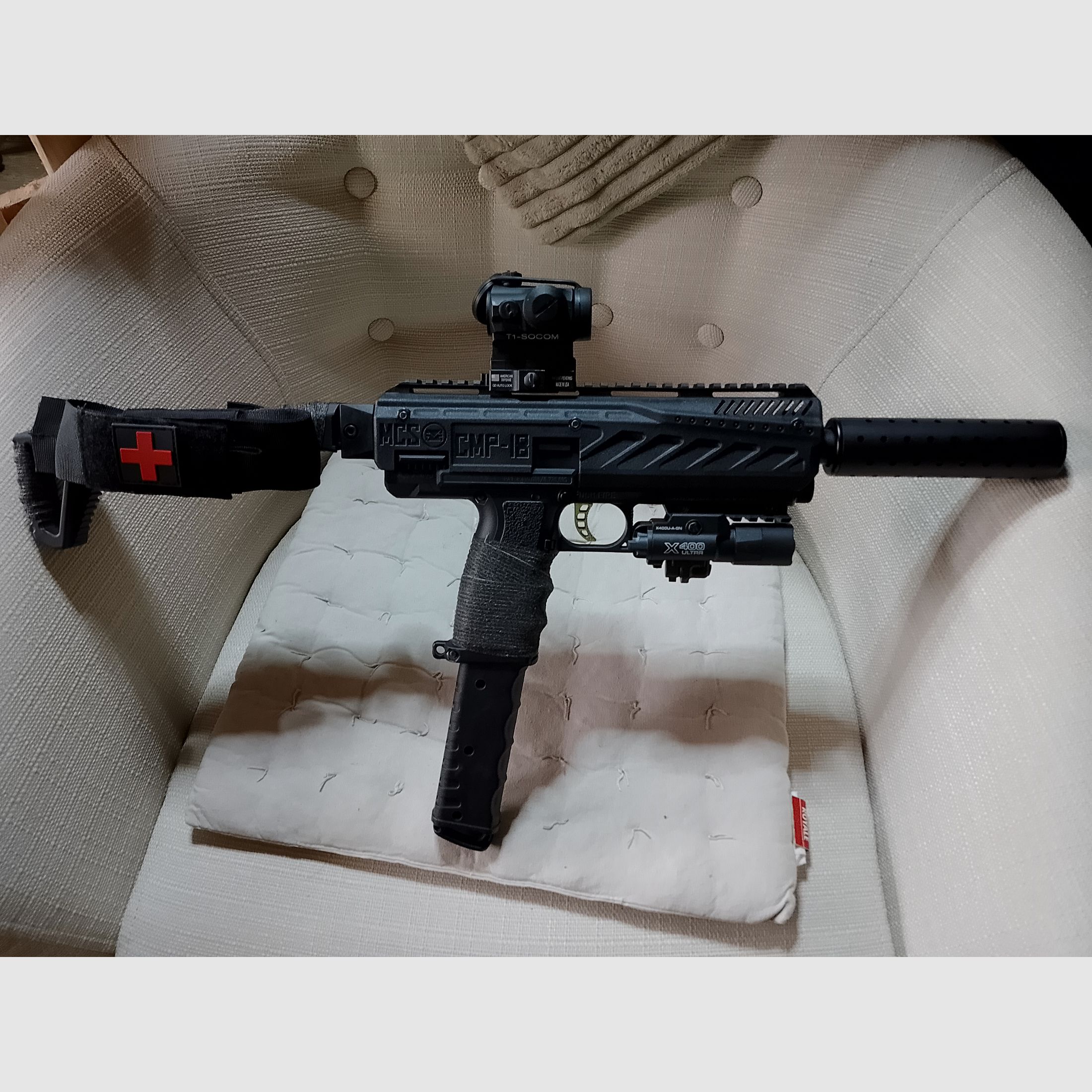 Tippmann Tipx MSC Body Kit Markierer .68 Zubehör Paintballs Cal 68 CO2 Set Visier Rot Grün Punkt Socom Laser Lampe