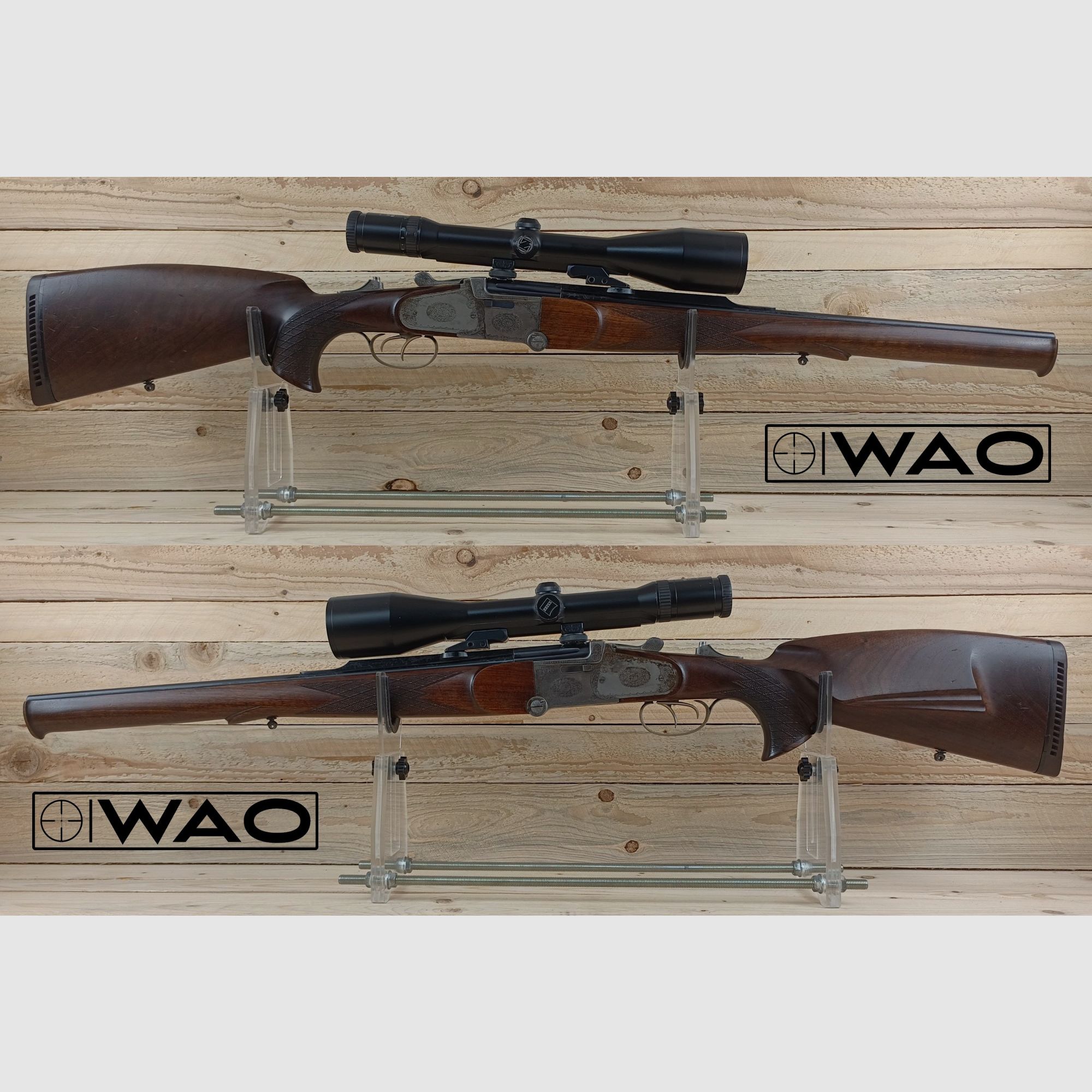 Double express rifle Otto Baier Linden, cal. 9.3x74R, .243Win *Rareté - avec Zeiss Diavari*, image 1 sur 8