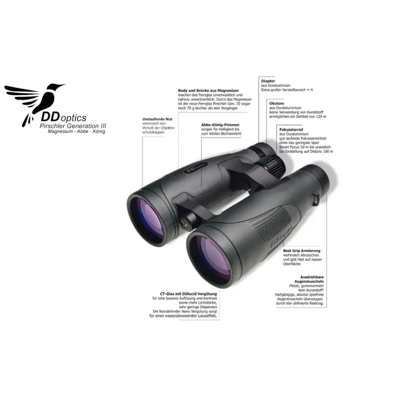 DDoptics binoculars 15x56 Pirschler Gen.3 magnesium green night glass & hunting binoculars, image 6 of 6