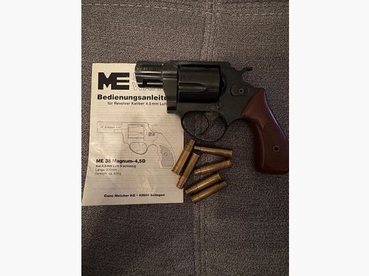 Revolver de aire comprimido ME 38 Pocket (cal. 4,5 mm) – compacto de cañón corto con casquillos de carga