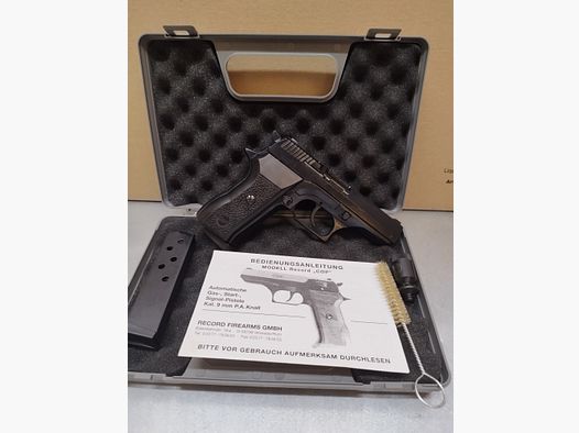 Record COP pistola a salve 9 mm P.A.K brunita + caricatore di riserva!! Arma nuova!!