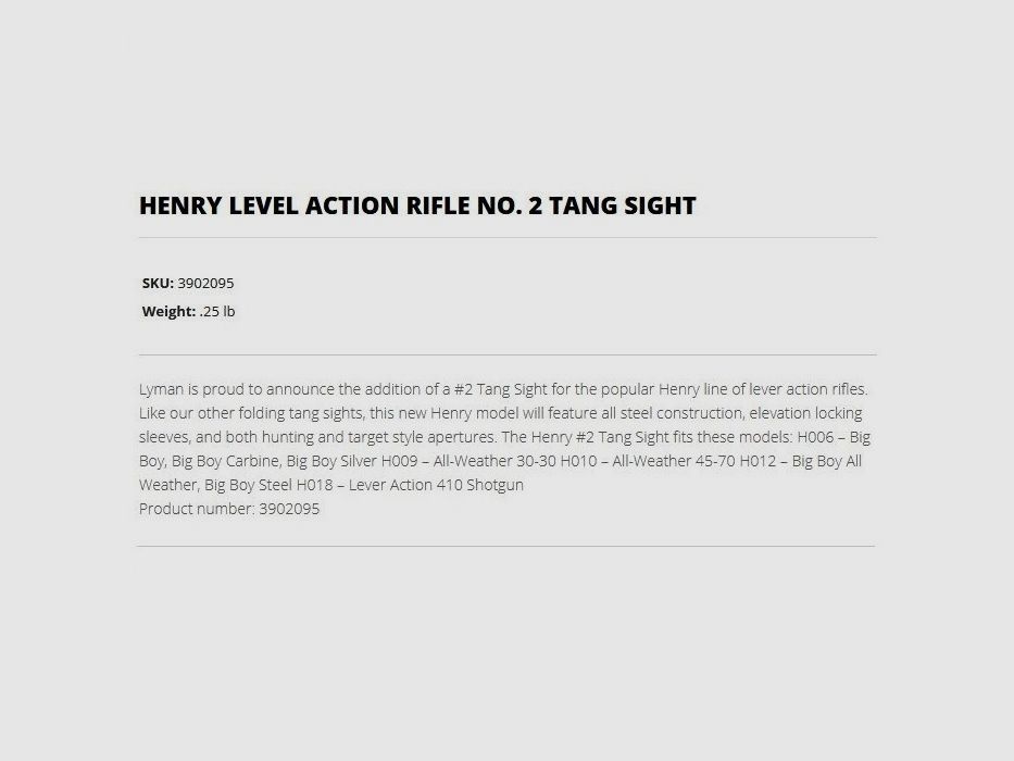 Peep Tang Sight No.2 Henry Big Boy/All-Weather, immagine 4 di 5