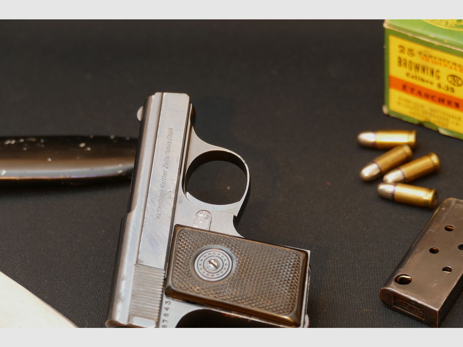 Walther Mod. 9, Tipo II, ca. 1928/29, Calibre 6,35mm Browning, pistola de bolsillo Zella Mehlis, WWII, WHB61