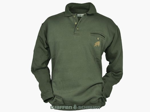 Hubertus Sweater mit Wildschweinstick  Oliv