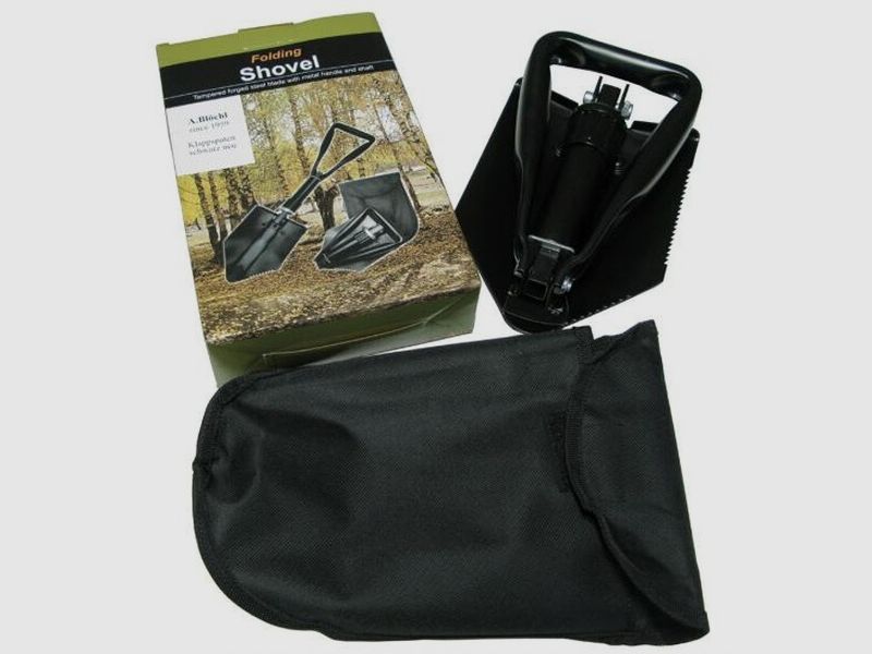 BW Klappspaten Schwarz + Tasche - Neu - Bundeswehr Spaten Imit.