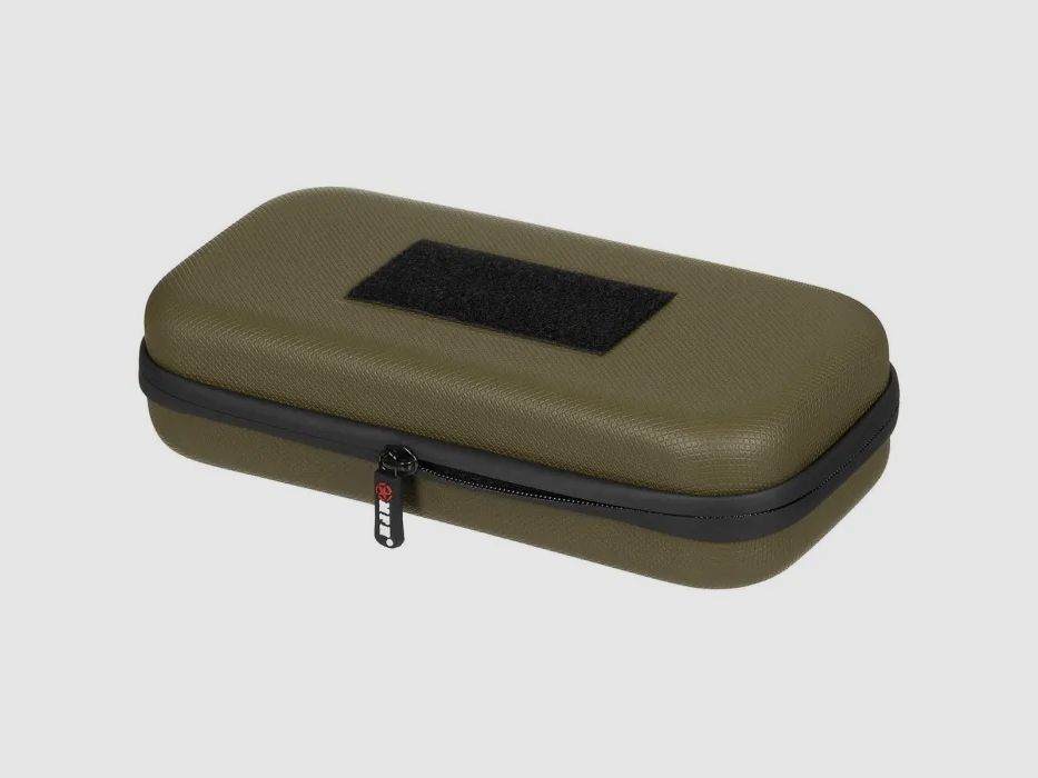 Étui rigide, grand, avec boucles en velcro, olive