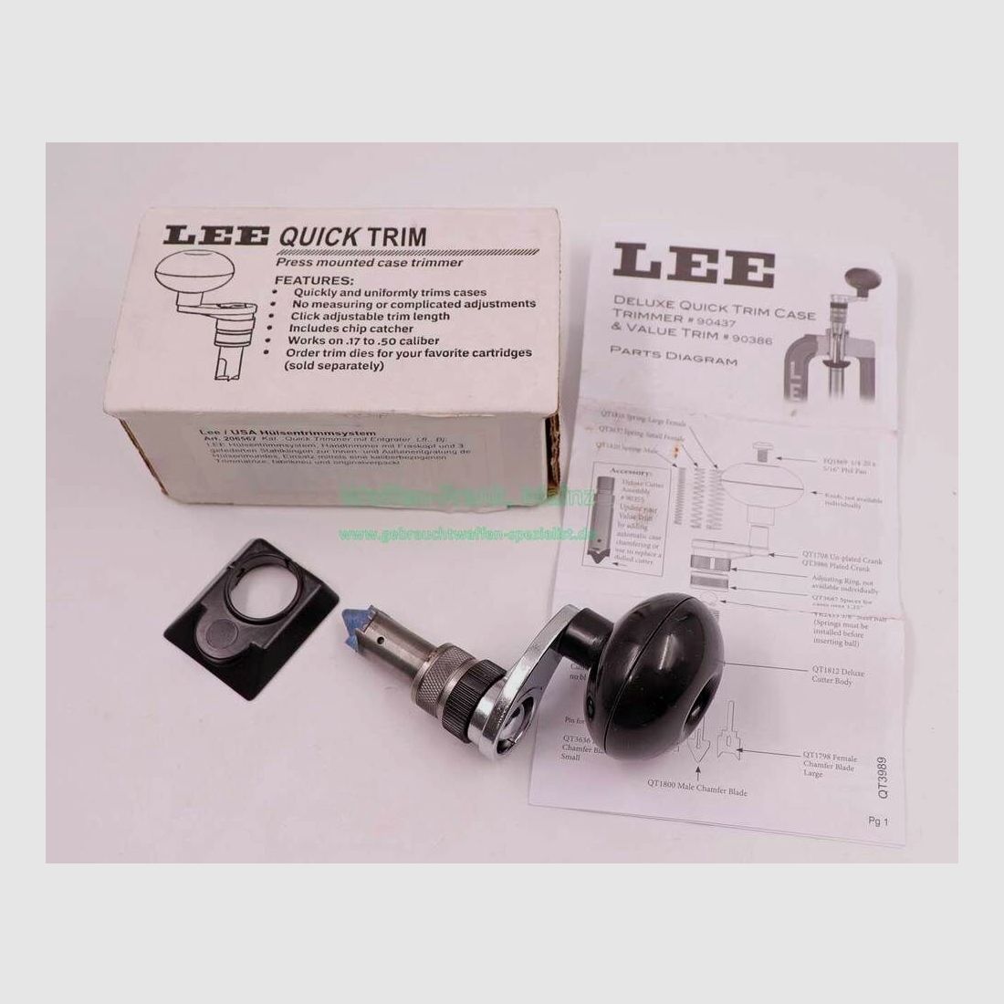 Lee / USA Système de découpe de douilles Quick Trimmer avec outil à ébavurer