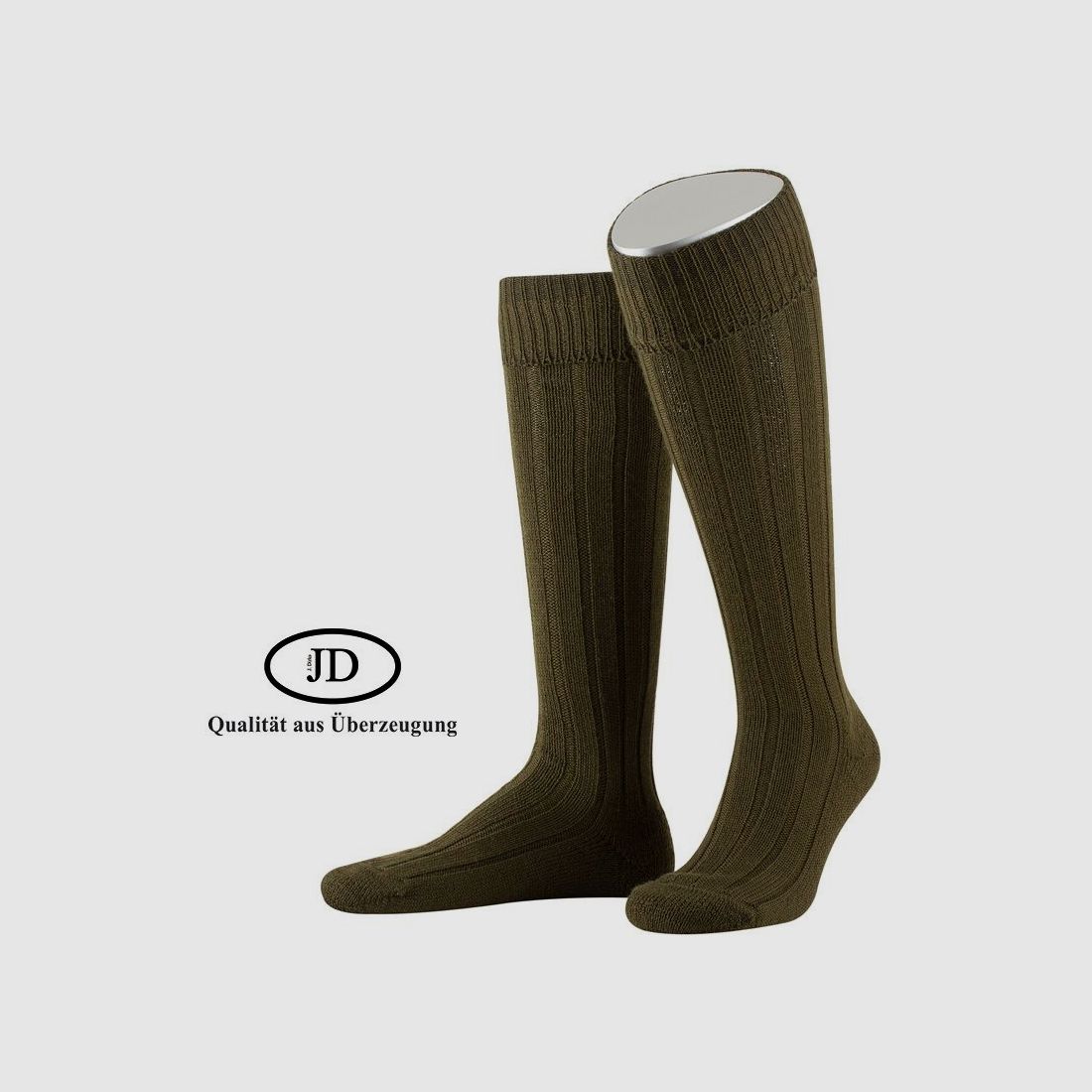 Chaussettes montantes Lusana en laine de mouton (Merino) J601 en olive