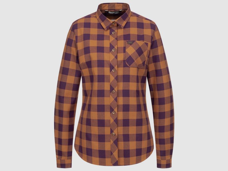 Blaser Charlotte checkered blouse in ochre/purple for women