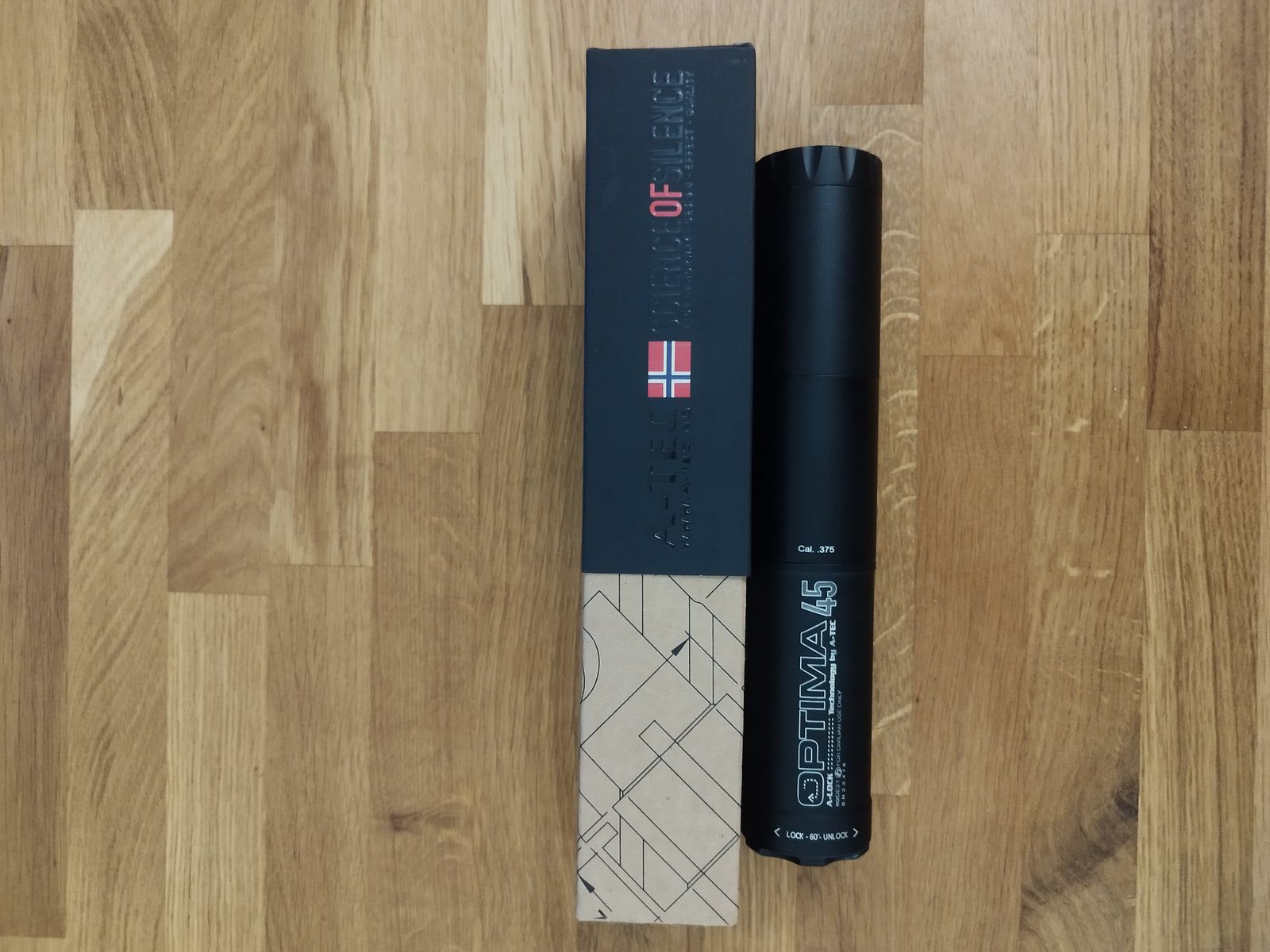 Silencer caliber 9.3mm, A-Tec Optima 45 OB with A-lock including thread adapter M14x1 or others