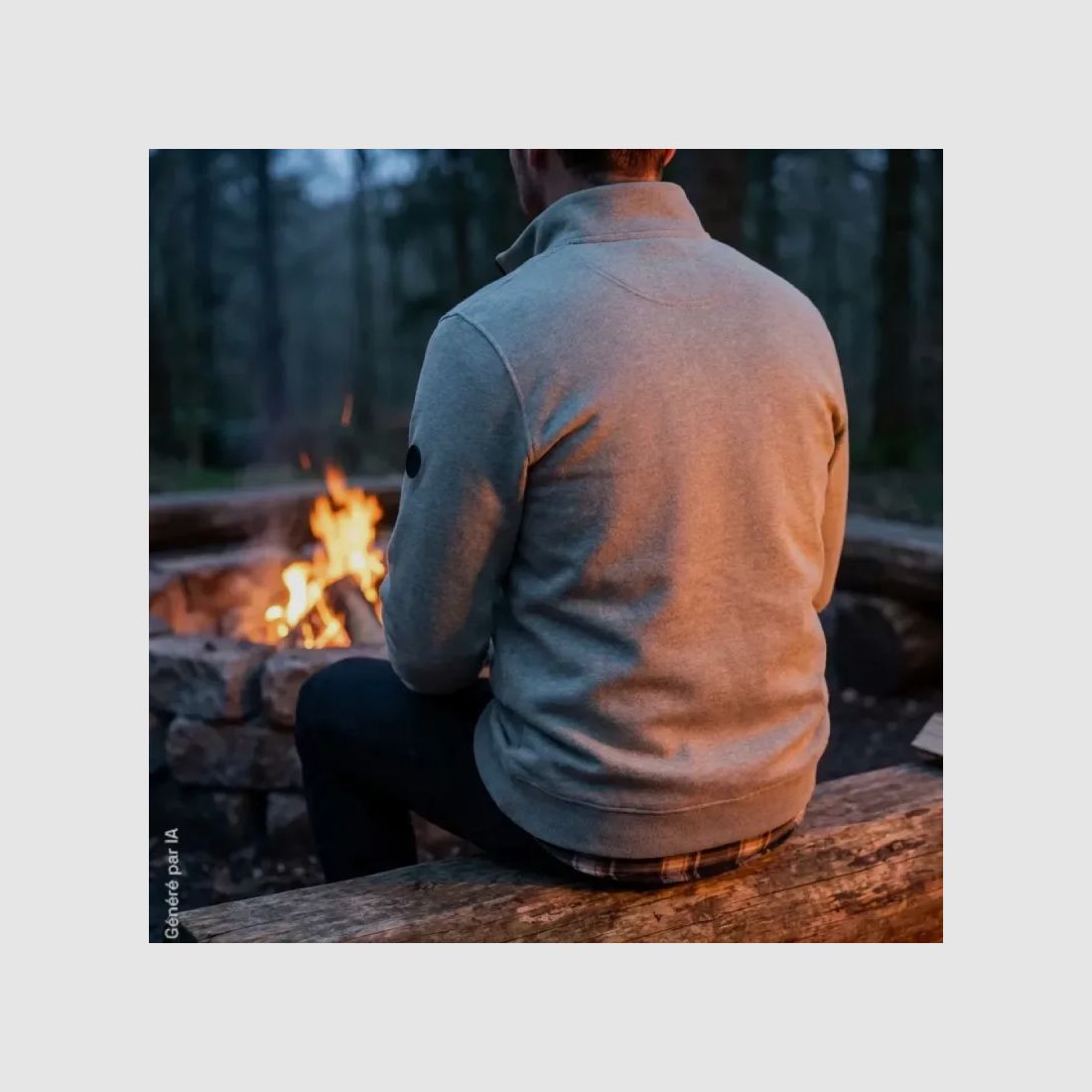 Men's Sweatshirt Saïka gray with zip collar and brushed interior, image 6 of 6