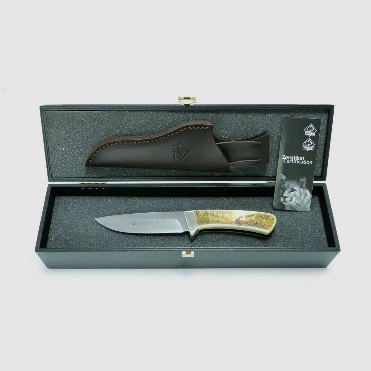 PUMA art collection, Totverbeller / High game signal (deer dead), red deer knife, unique