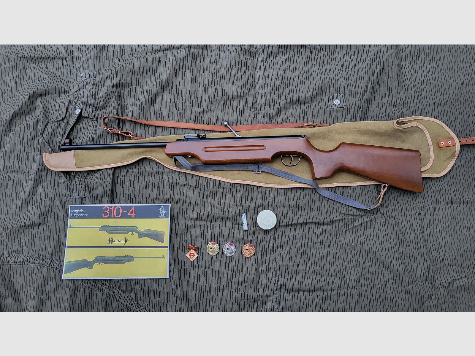 Fusil à air DDR avec chargeur Haenel 310-4 avec sacoche