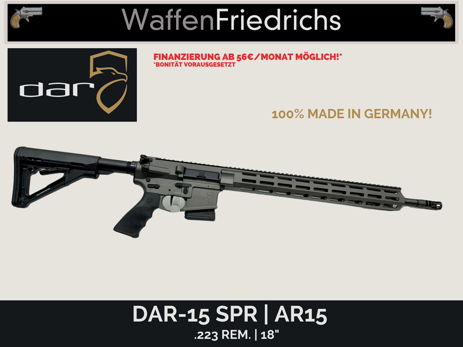 DAR | Dynamic Arms Research DAR-15 SPR Tungsten Cerakote | AR15 - 18"
